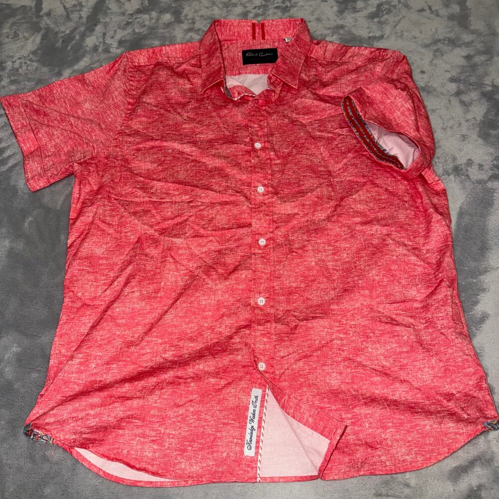 Robert Graham Modern Americana Shirt Mens 2XL Red Heathered Tailored Fit